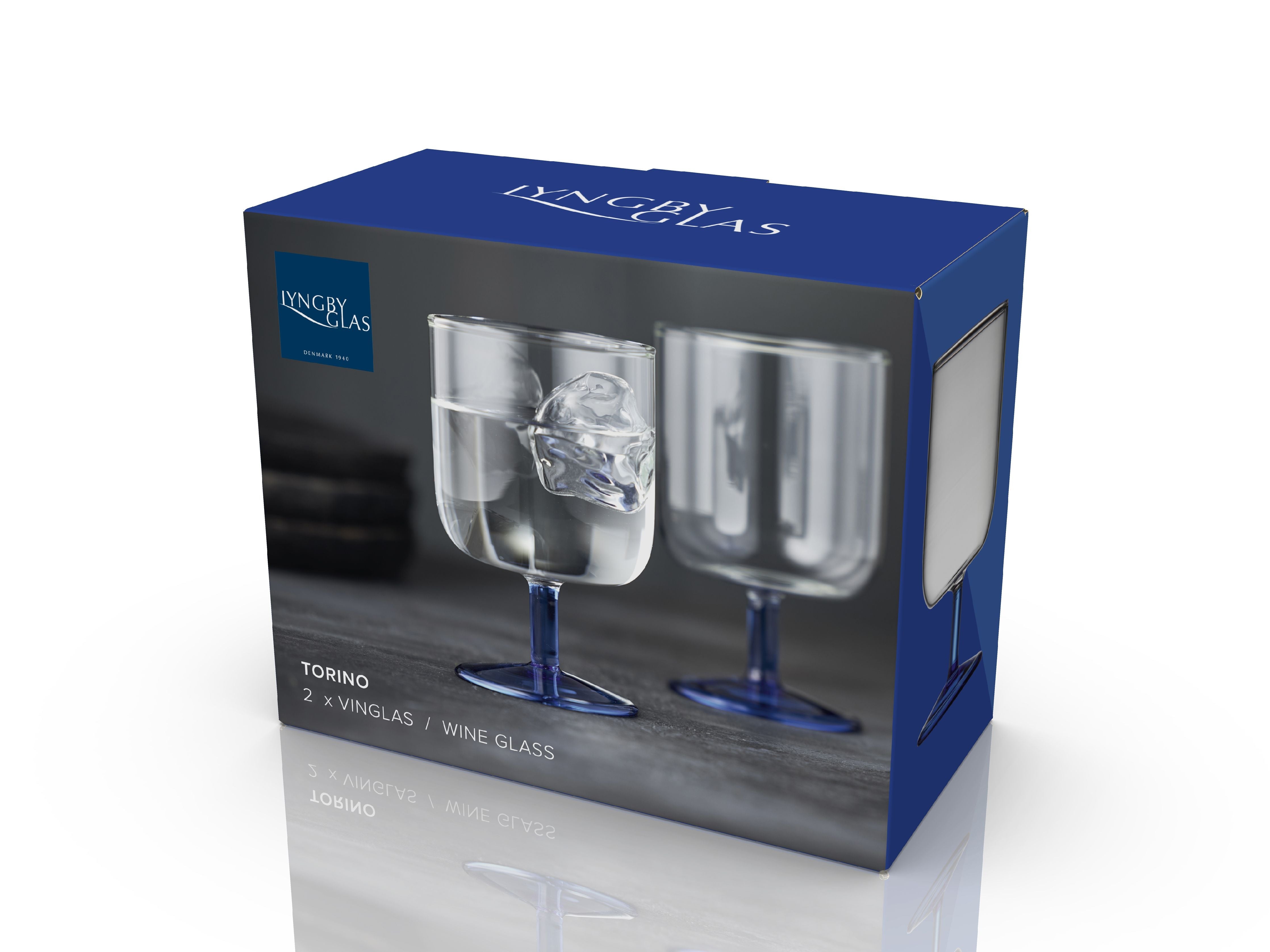 Lyngby Glas Torino Wine Glass 30 CL 2 -pc's, helder/blauw