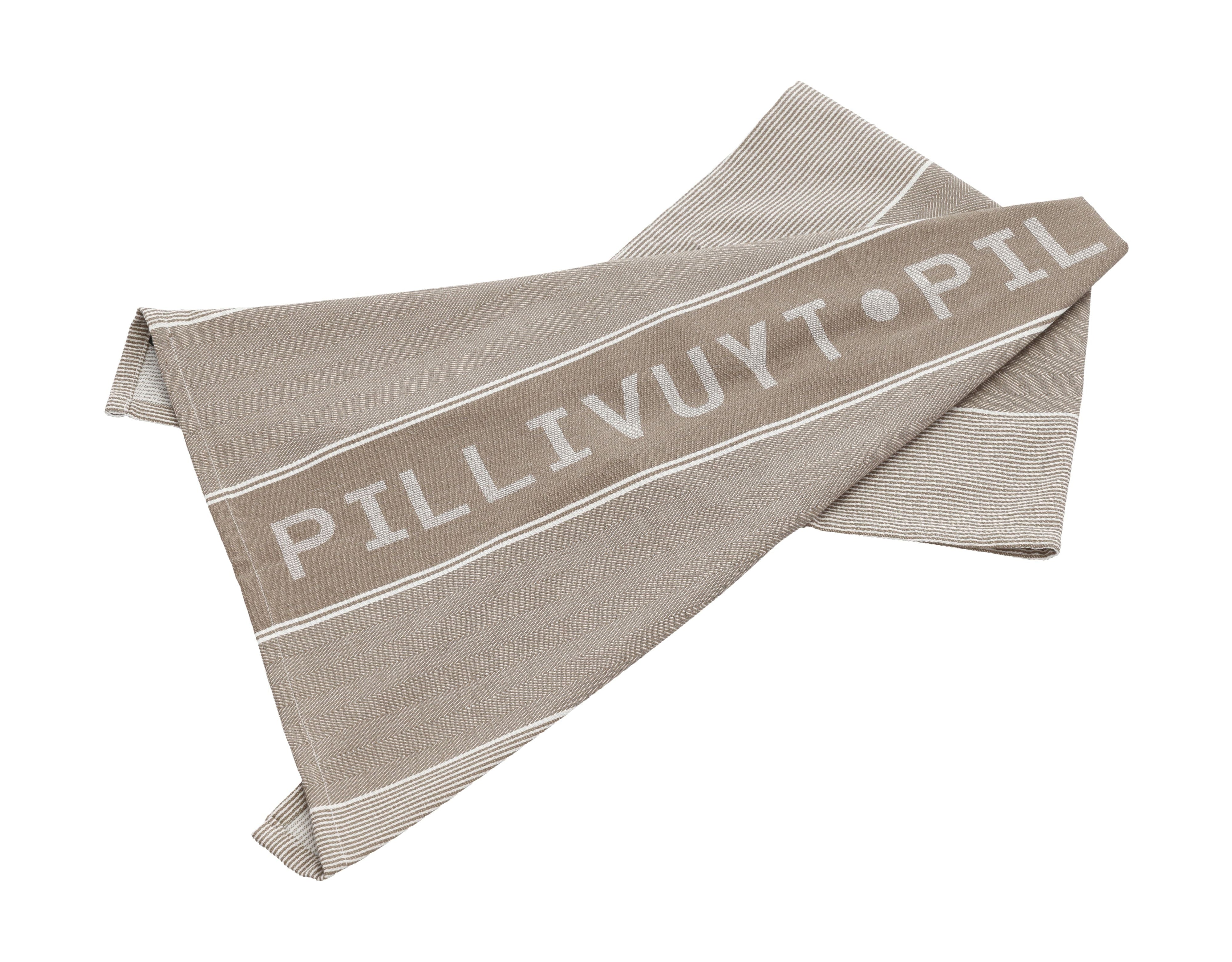 Pillivuyt茶巾80x50厘米，白/真菌棕色