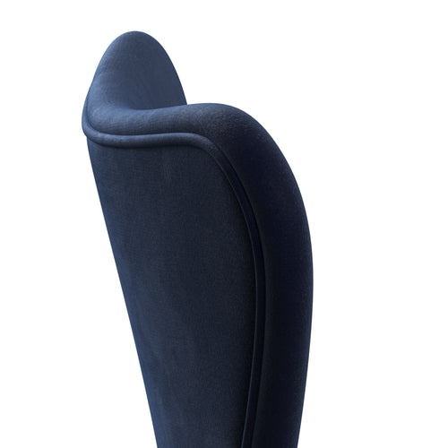 Fritz Hansen 3107 Chair Full Upholstery, Black/Belfast Velvet Midnight Blue