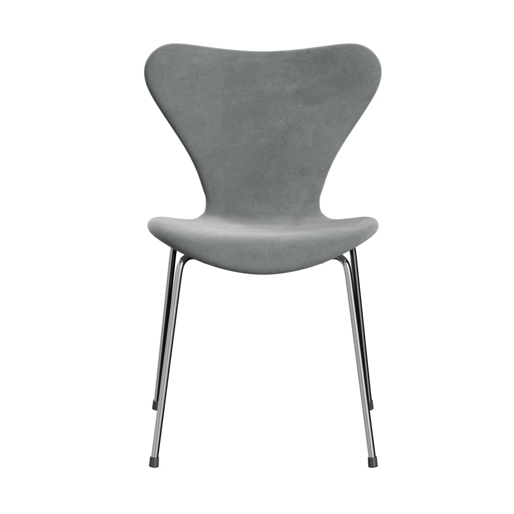 Fritz Hansen 3107 chaise complète complète, gris de joint en velours chromé / belfast