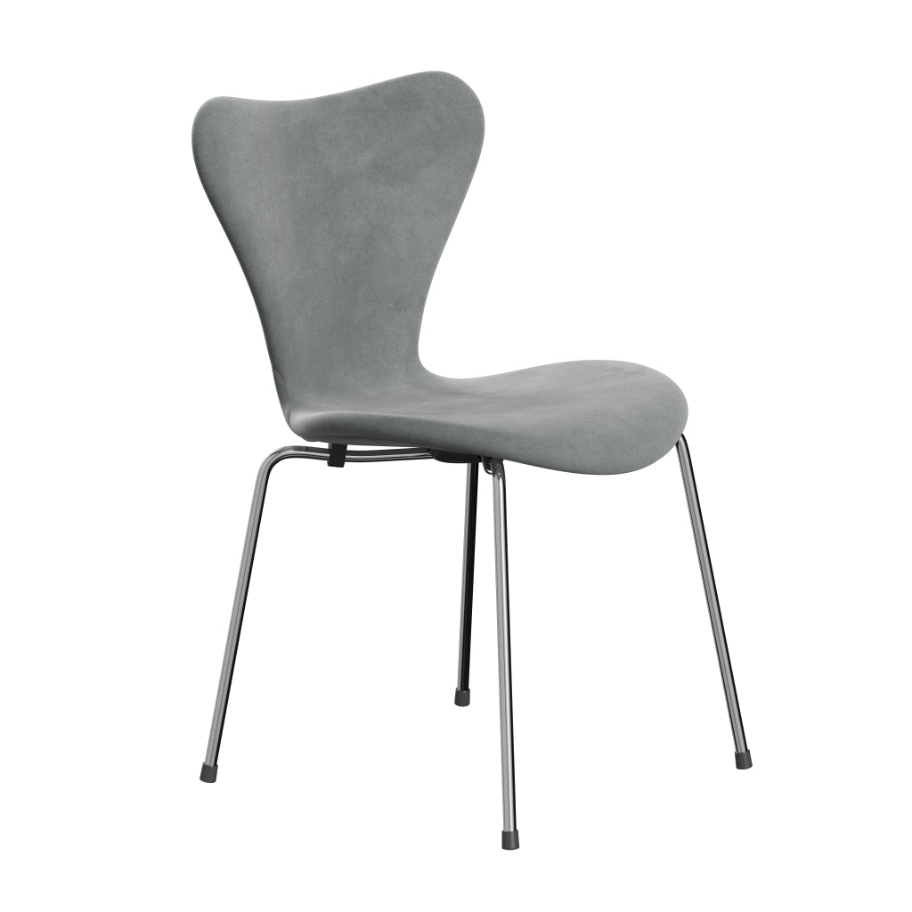 Fritz Hansen 3107 chaise complète complète, gris de joint en velours chromé / belfast