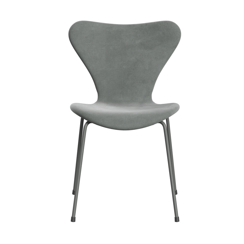 Fritz Hansen 3107 chaise complète complète, gris en velours en gris argenté / belfast