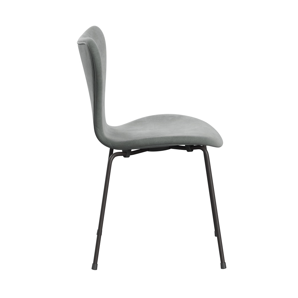 Fritz Hansen 3107 stoel Volledige bekleding, warm grafiet/belfast fluwelen afdichting grijs