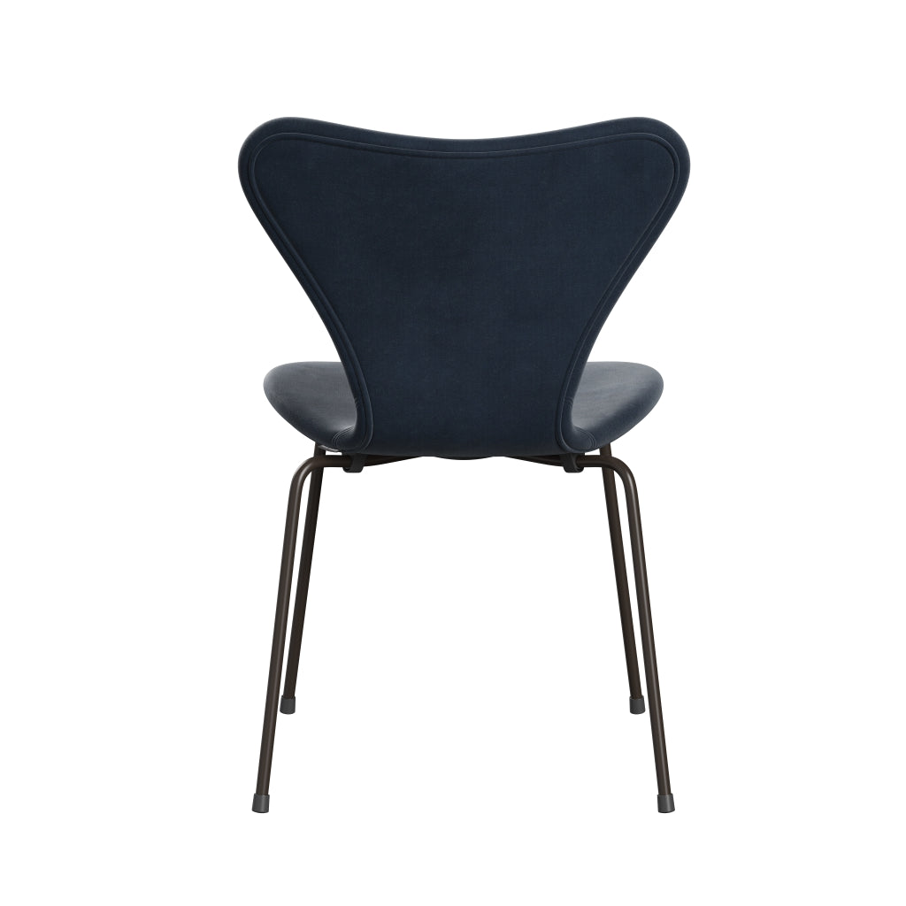 Fritz Hansen 3107 stol full møbeltrekk, brun bronse/Belfast Velvet Gray Blue