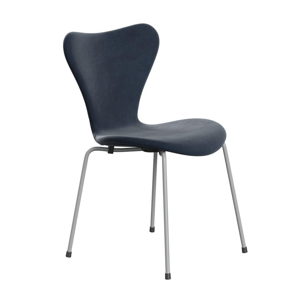 Fritz Hansen 3107 stol full møbeltrekk, ni grå/Belfast Velvet Gray Blue