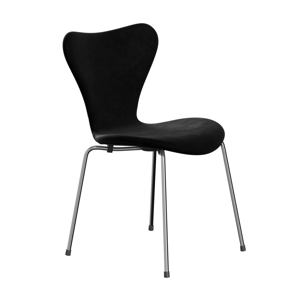 Fritz Hansen 3107 stol full møbeltrekk, krom/Belfast Velvet Night Black