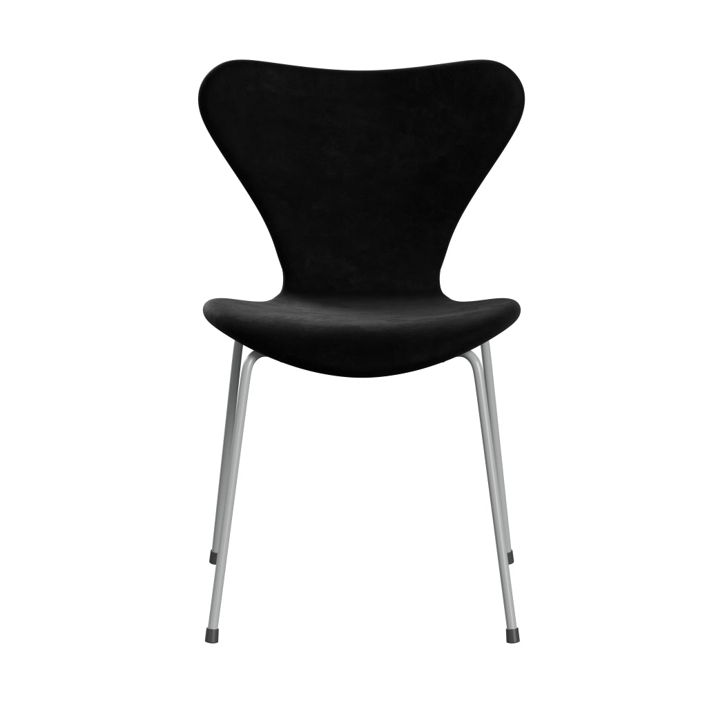 Fritz Hansen 3107 sedia piena tappezzeria, nove neri di velluto grigio/belfast