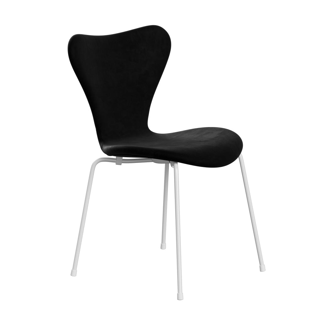 Fritz Hansen 3107 chaise complète complète, blanc en velours blanc / belfast noir