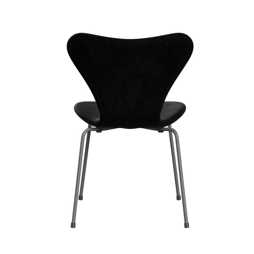 Fritz Hansen 3107 chaise complète complète, Silver Grey / Belfast Velvet Night Black