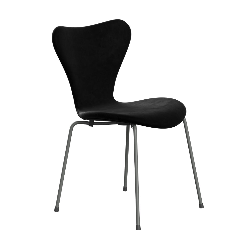 Fritz Hansen 3107 Stol Fuld polstring, sølvgrå/Belfast Velvet Night Black