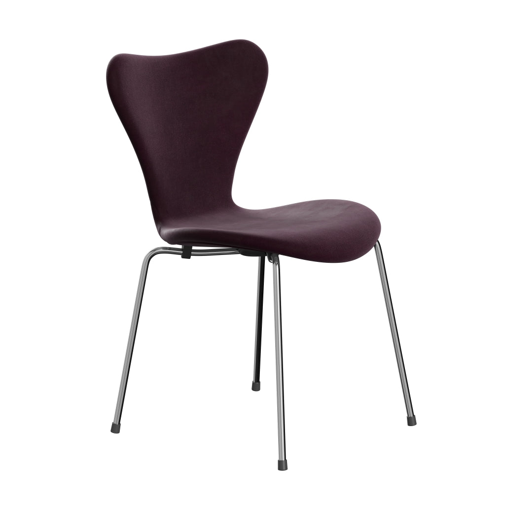 Fritz Hansen 3107 sedia piena tappezzeria, plum scuro di velluto cromo/belfast