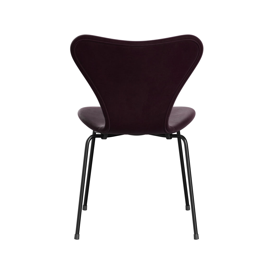 Fritz Hansen 3107 chaise complète complète, Black / Belfast Velvet Dark Plum