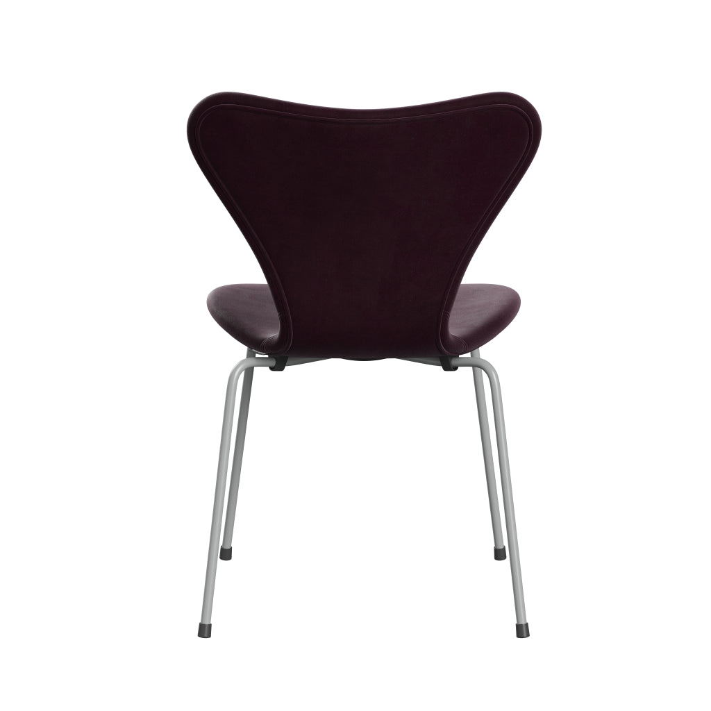 Fritz Hansen 3107 chaise complète complète, neuf prunes sombres en velours gris / belfast