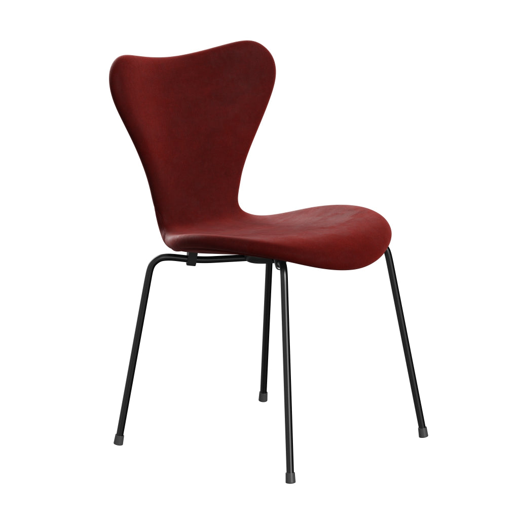 Fritz Hansen 3107 chaise complète complète, Black / Belfast Velvet Autumn Red