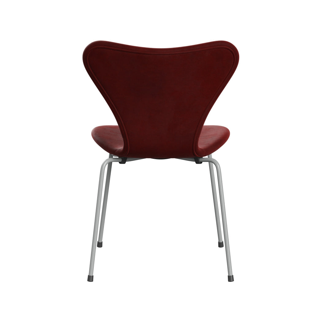 Fritz Hansen 3107 Chair Full Upholstery, Nine Grey/Belfast Velvet Autumn Red