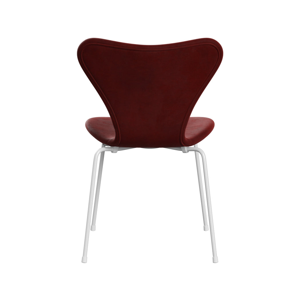 Fritz Hansen 3107 chaise complète complète, blanc en velours blanc / belfast rouge