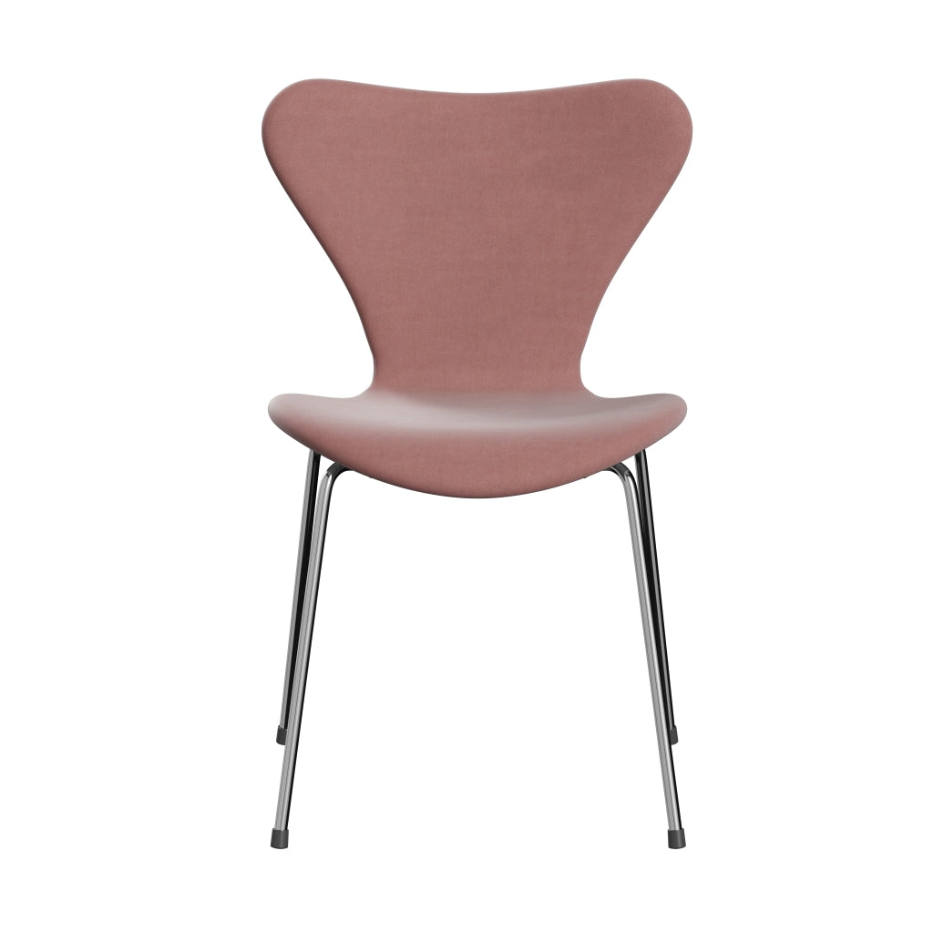 Fritz Hansen 3107 Stol Fuld polstring, Chrome/Belfast Velvet Misty Rose