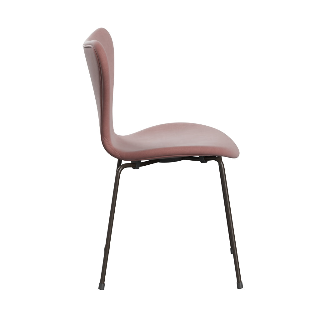 Fritz Hansen 3107 stoel Volledige bekleding, bruine brons/Belfast Velvet Misty Rose