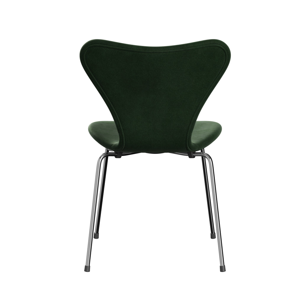 Fritz Hansen 3107 Stol Fuld polstring, Chrome/Belfast Velvet Forest Green