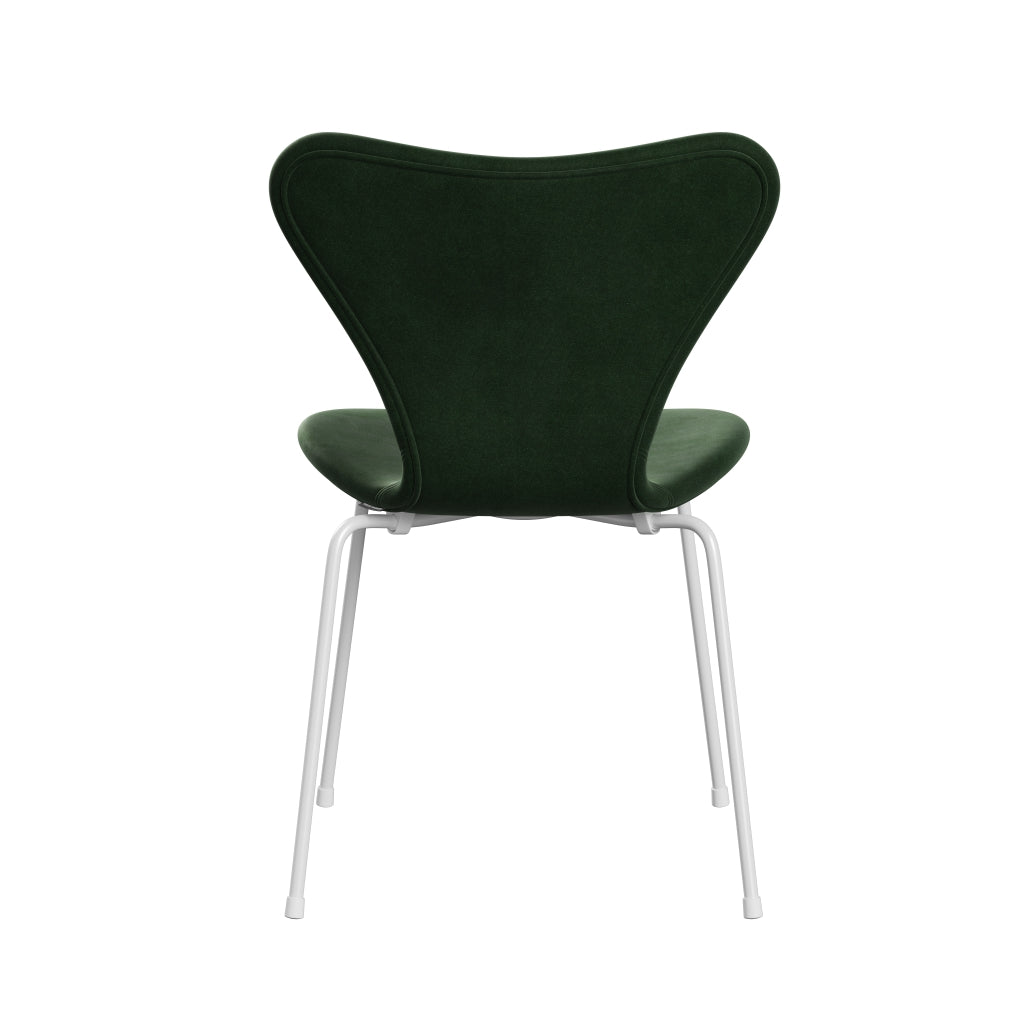 Fritz Hansen 3107 Chair Full Upholstery, White/Belfast Velvet Forest Green