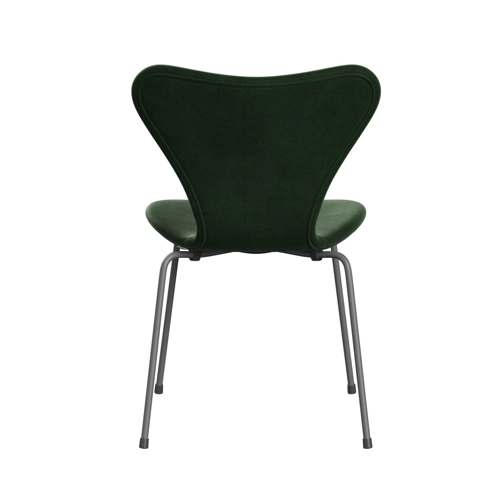 Fritz Hansen 3107 TUOLI Täydellinen verhoilu, hopeaharmaa/Belfast Velvet Forest Green