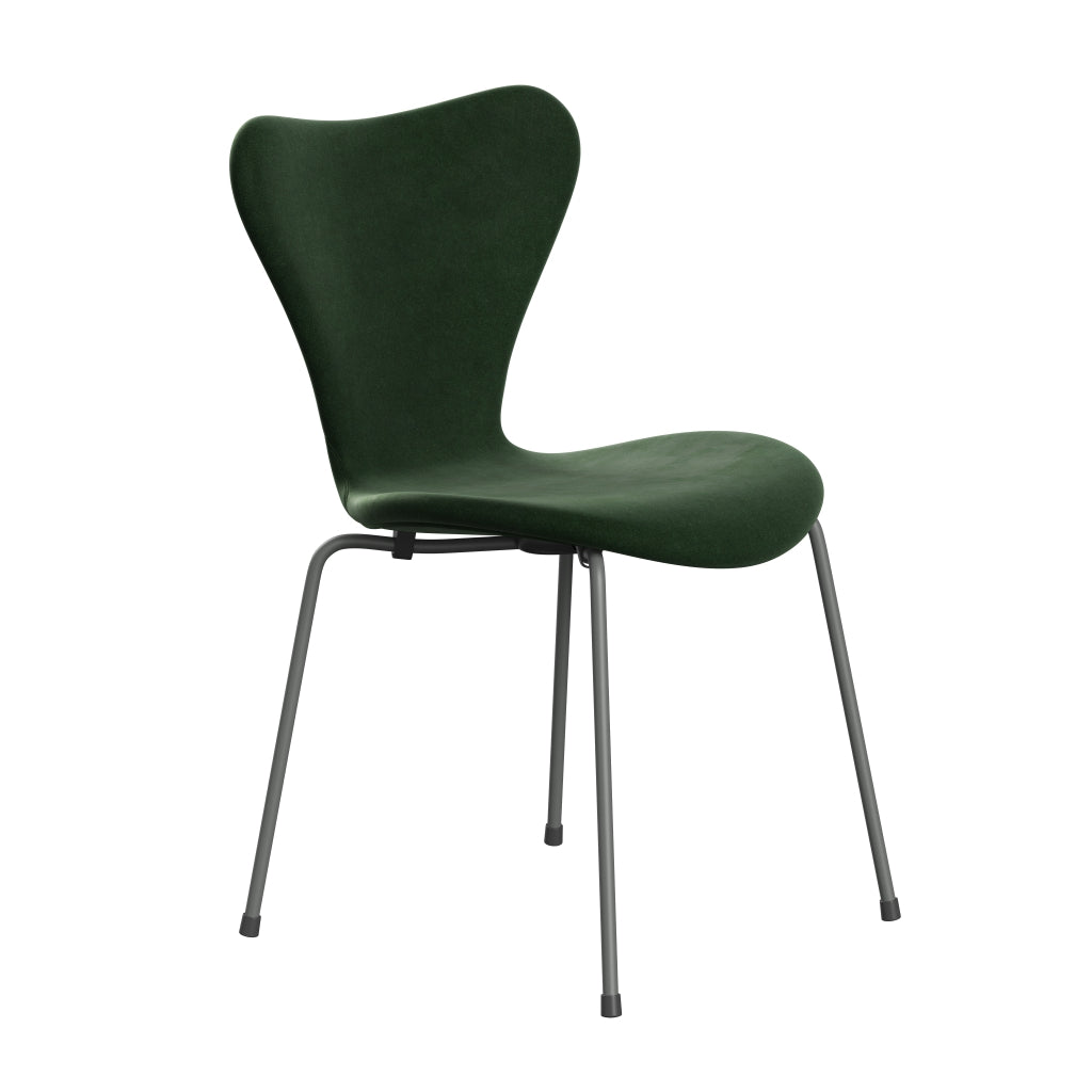 Fritz Hansen 3107 TUOLI Täydellinen verhoilu, hopeaharmaa/Belfast Velvet Forest Green