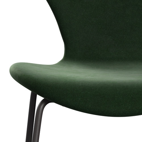 Fritz Hansen 3107 Stuhl Vollbeziegele, warmer Graphit/Belfast Velvet Forest Green