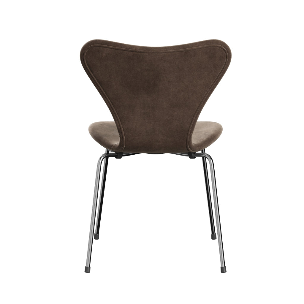 Fritz Hansen 3107 chaise complète complète, Chrome / Belfast Velvet Grey Brown