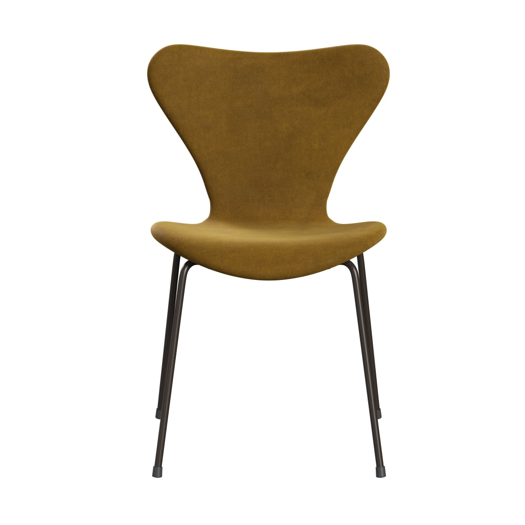 Fritz Hansen 3107 Stol full møbeltrekk, brun bronse/Belfast Velvet Soft Ocher