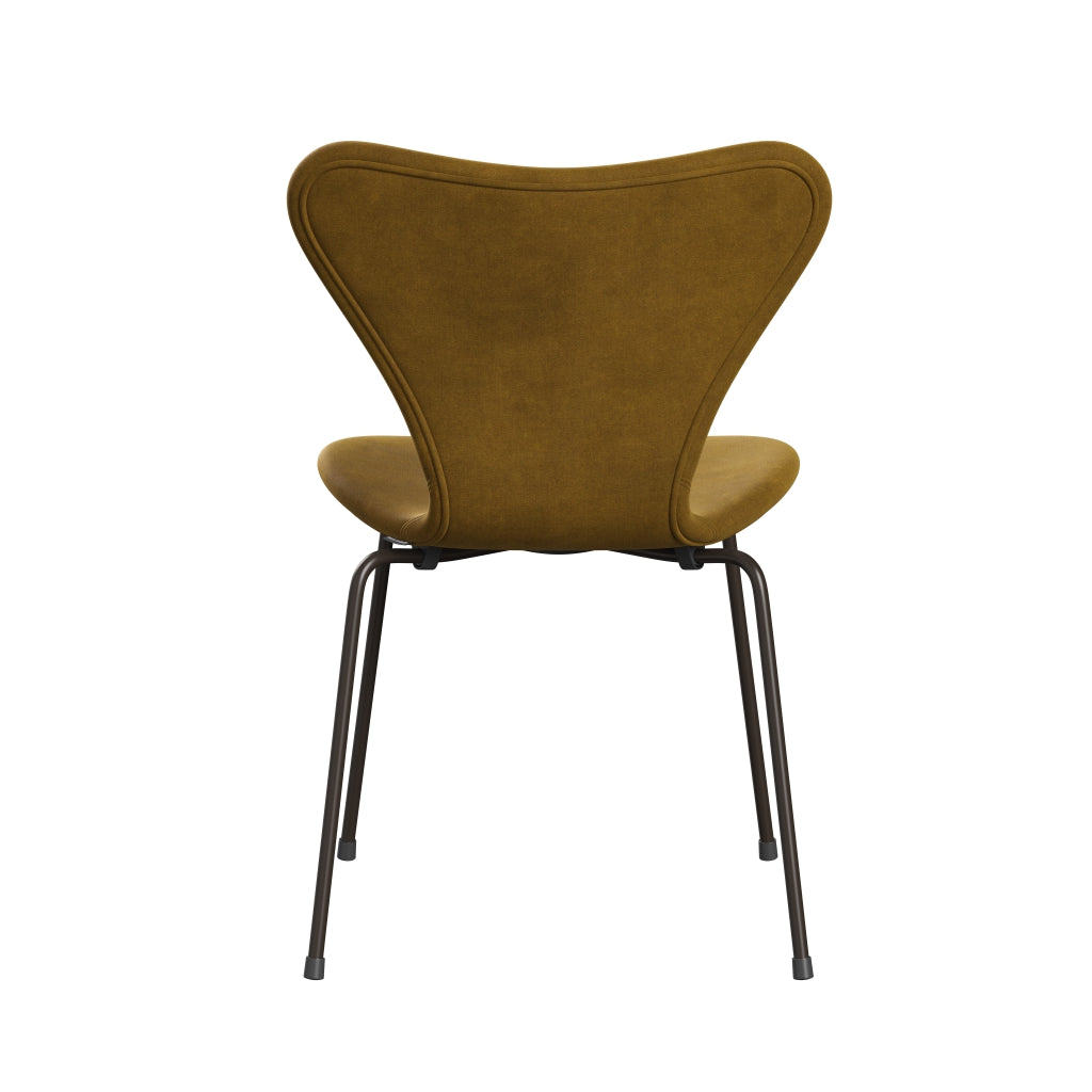 Fritz Hansen 3107 Stol full møbeltrekk, brun bronse/Belfast Velvet Soft Ocher