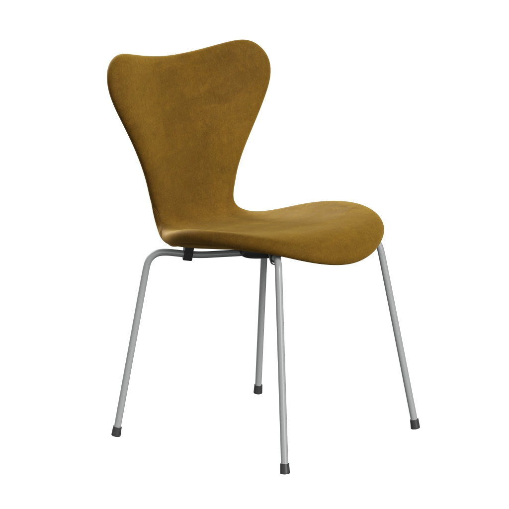 Fritz Hansen 3107 Chair Full Upholstery, Nine Grey/Belfast Velvet Soft Ochre