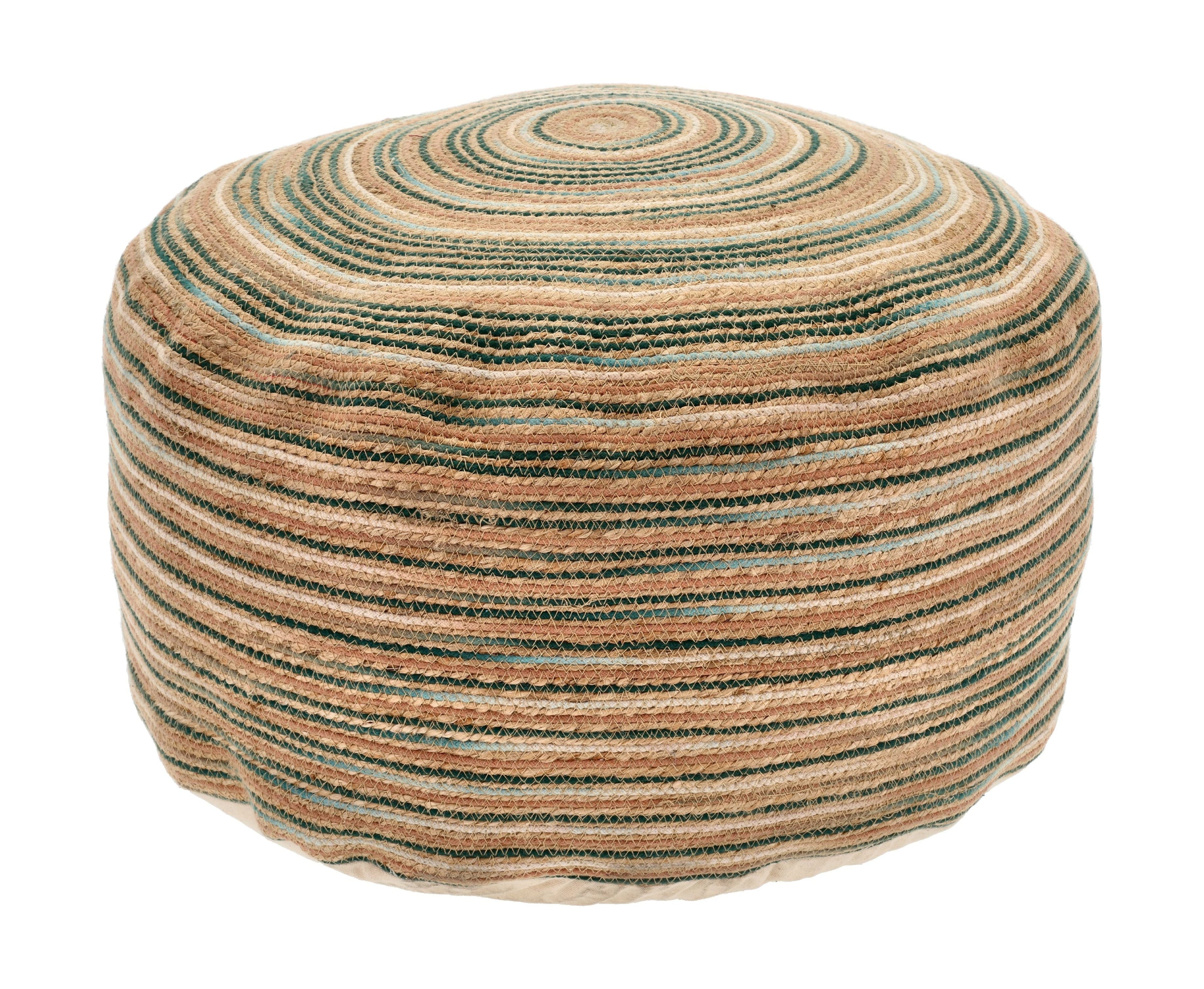 Villa Collection Vem Pouf Ø 30 x 60 cm, verde/naturaleza/rosa