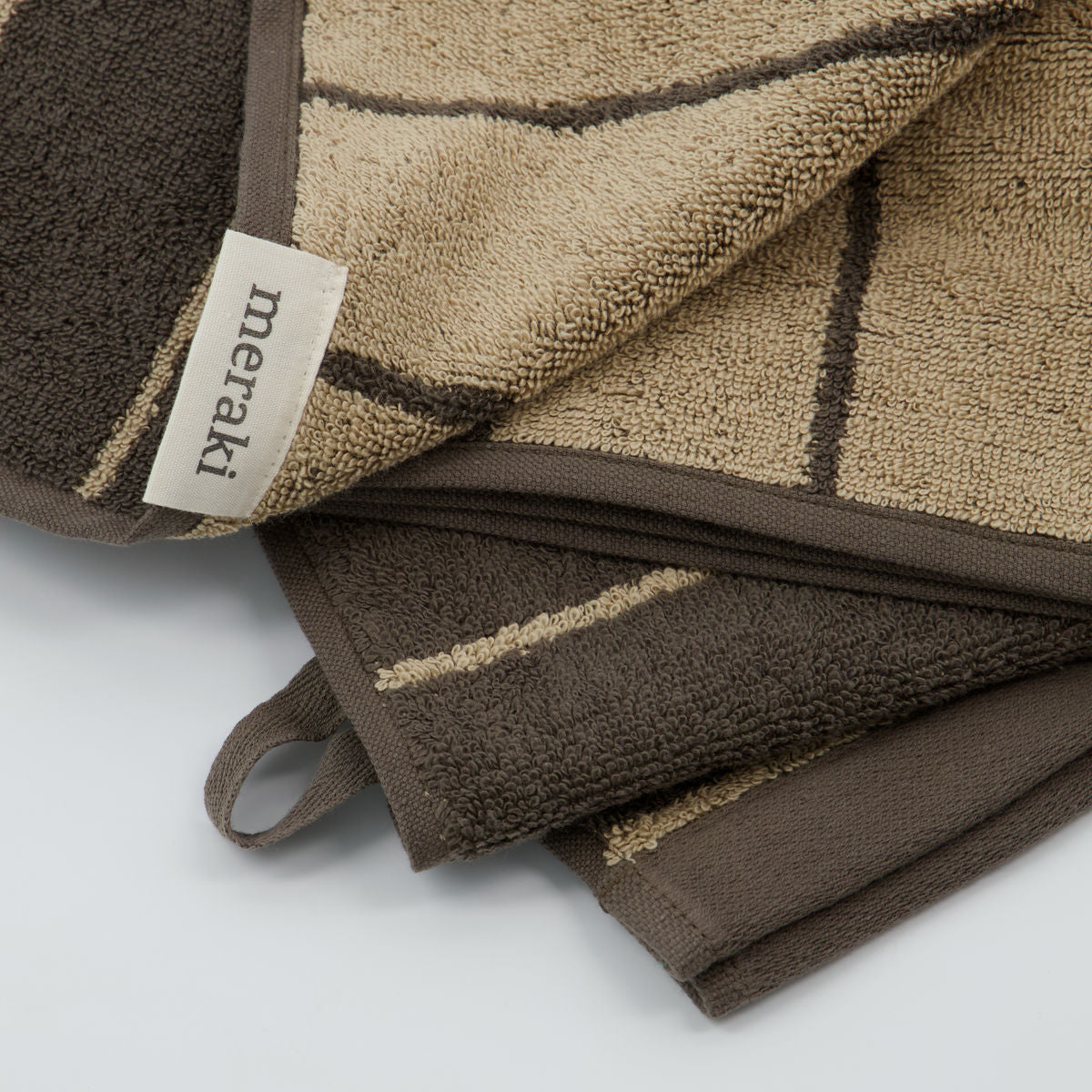 Meraki毛巾条纹70x140厘米，陆军