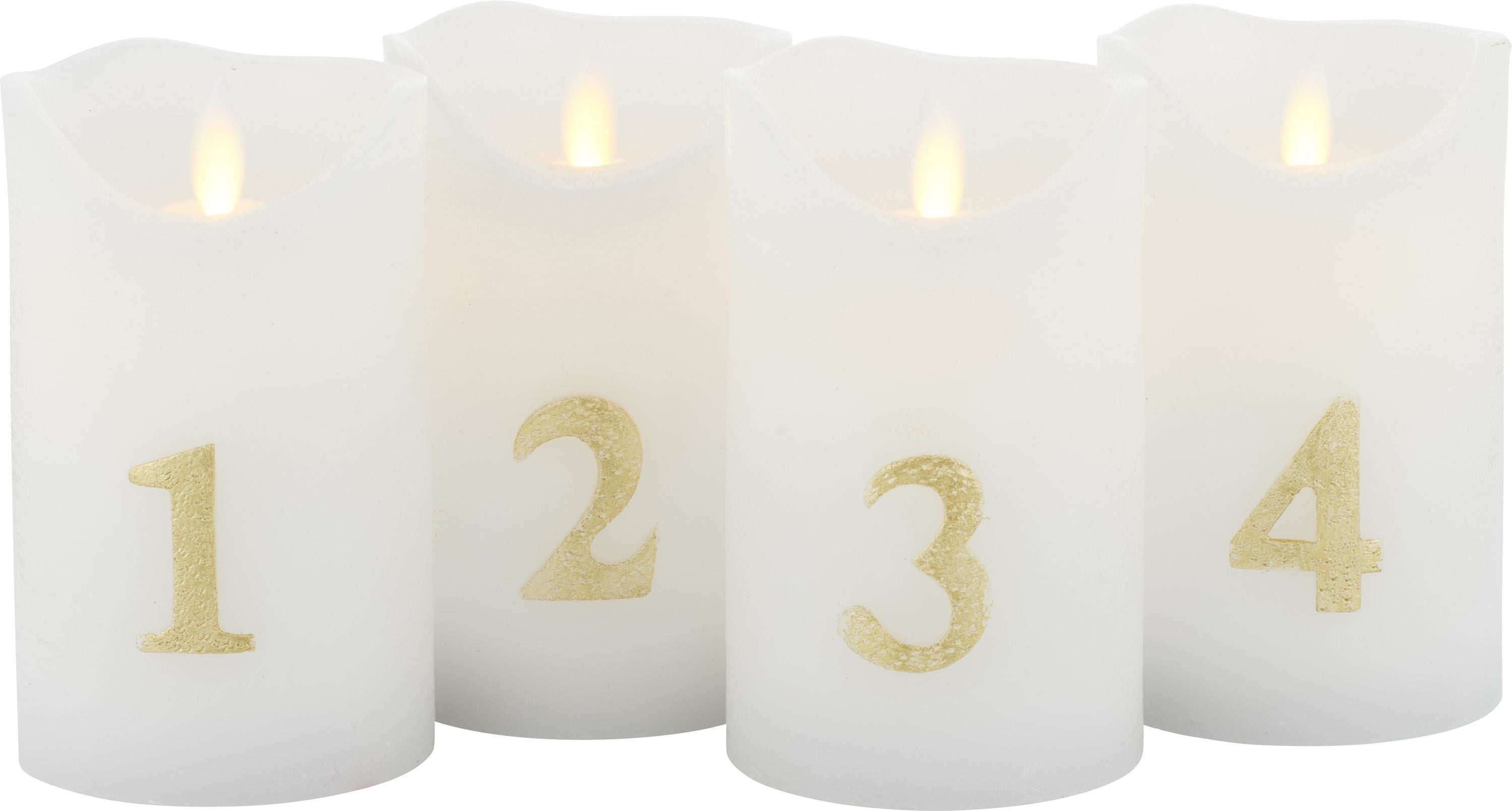 Sirius Sara Advent LED CANDLE 4 PCS Øx H 7x12,5 cm, bianco/oro