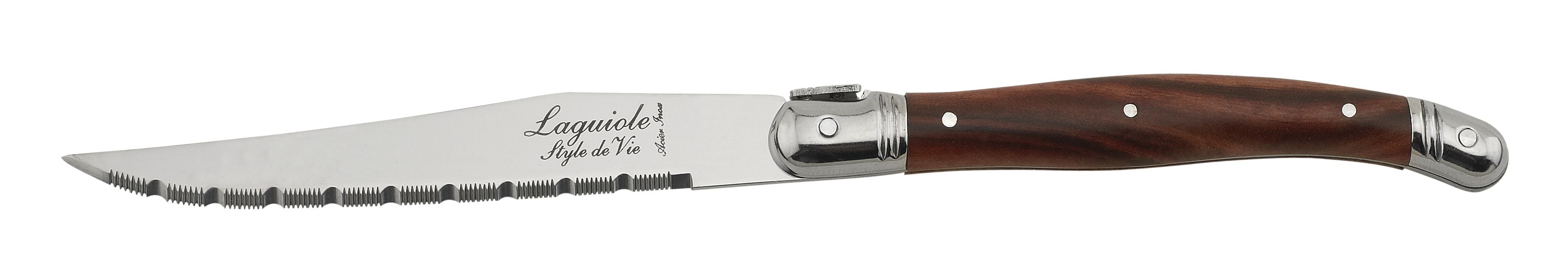 Style De Vie Authentique Laguiole Premium Line Steak Knives 6 Piece Set, Dark Wood