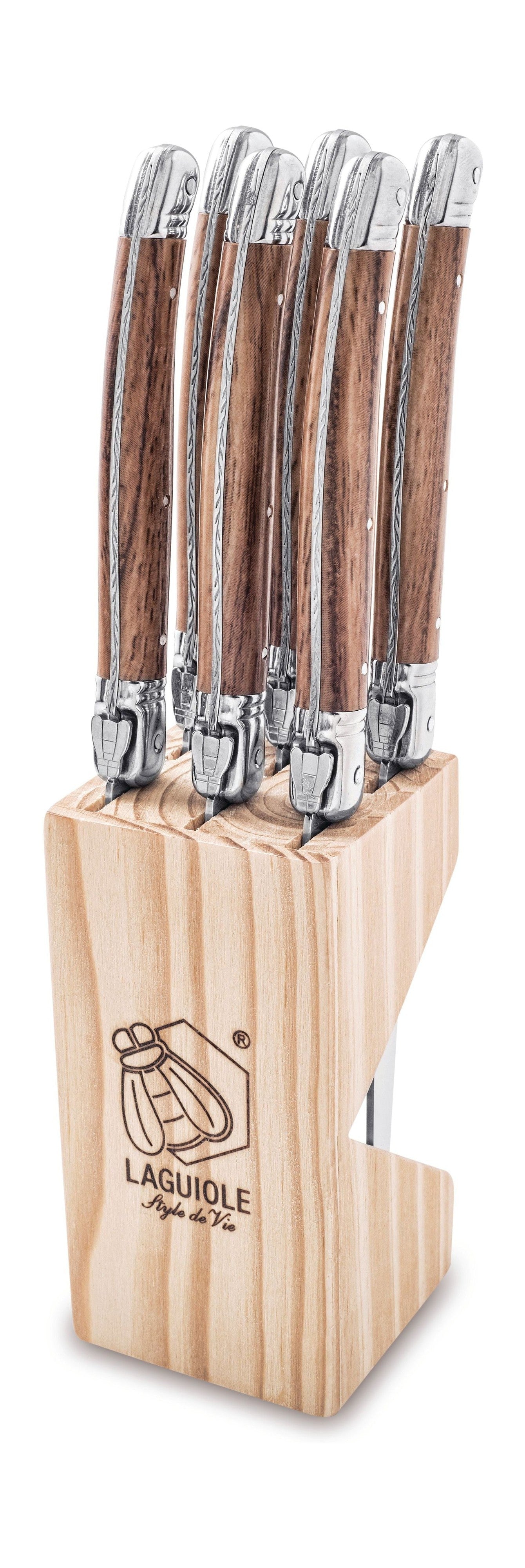 Style De Vie Authentique Laguiole Premium Line Steakmesser-Set, 6-teilig, helles Holz