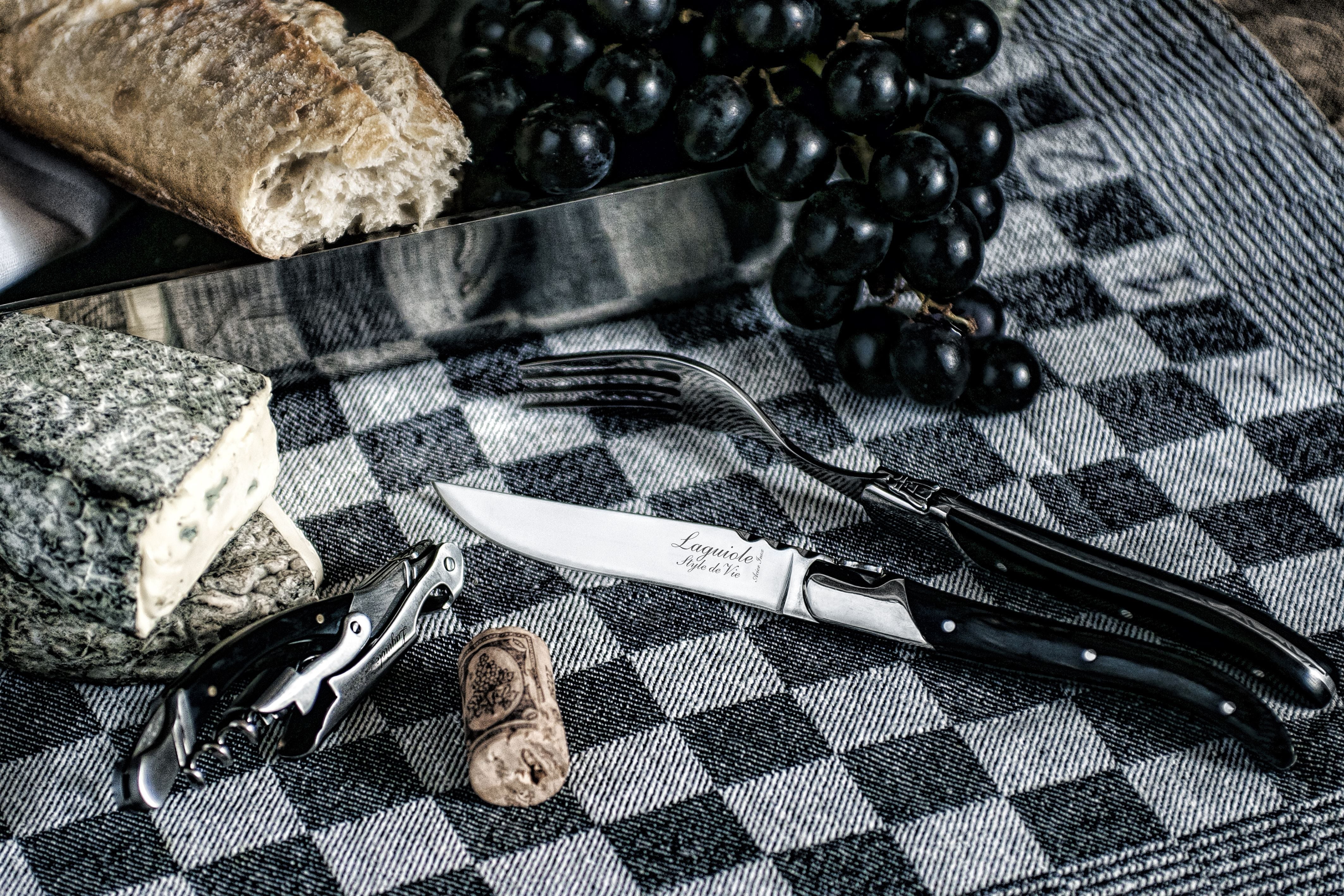 Style De Vie Authentique Laguiole Luxus Line Steakmesser-Set, 6-teilig, schwarzes Ebenholz