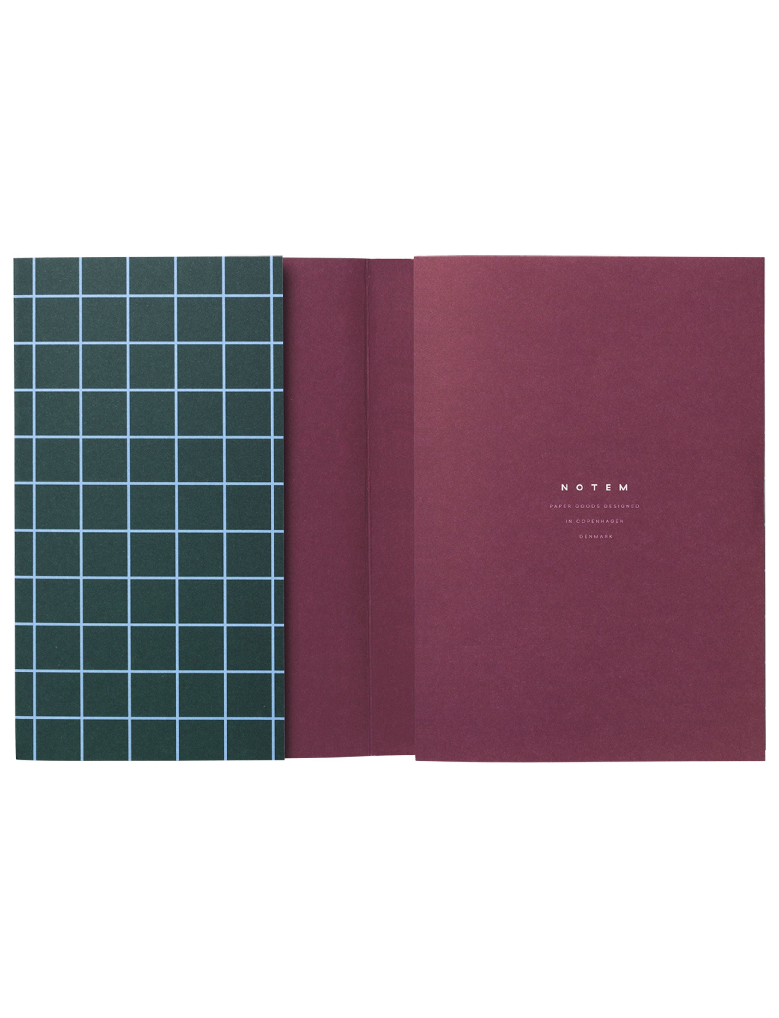 Notebook di carta piatto da Notem Uma Flat Lay Piccola, verde scuro