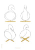 Brainchild Swan Design Sketches Affiche sans cadre 50x70 Cm, White Background