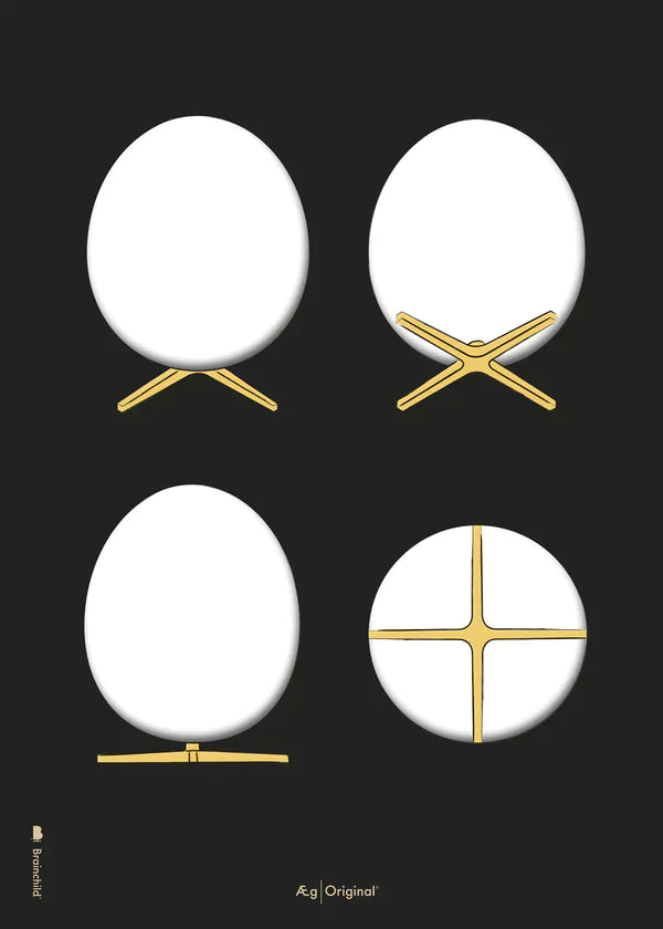 创造鸡蛋设计草图海报没有框架70x100 cm，黑色背景
