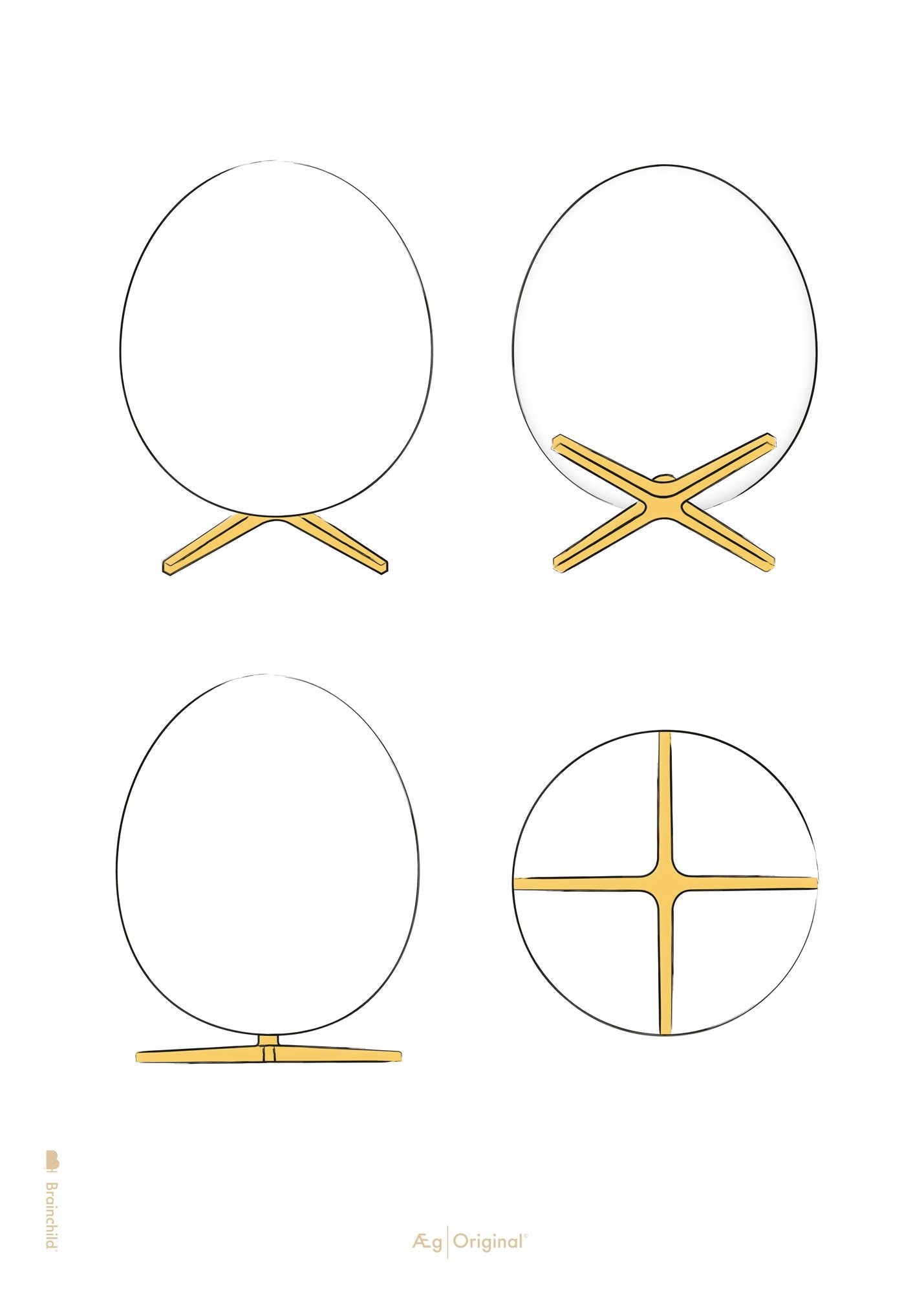 Brainchild Egg Design Sketches -juliste ilman kehystä 50x70 cm, valkoinen tausta