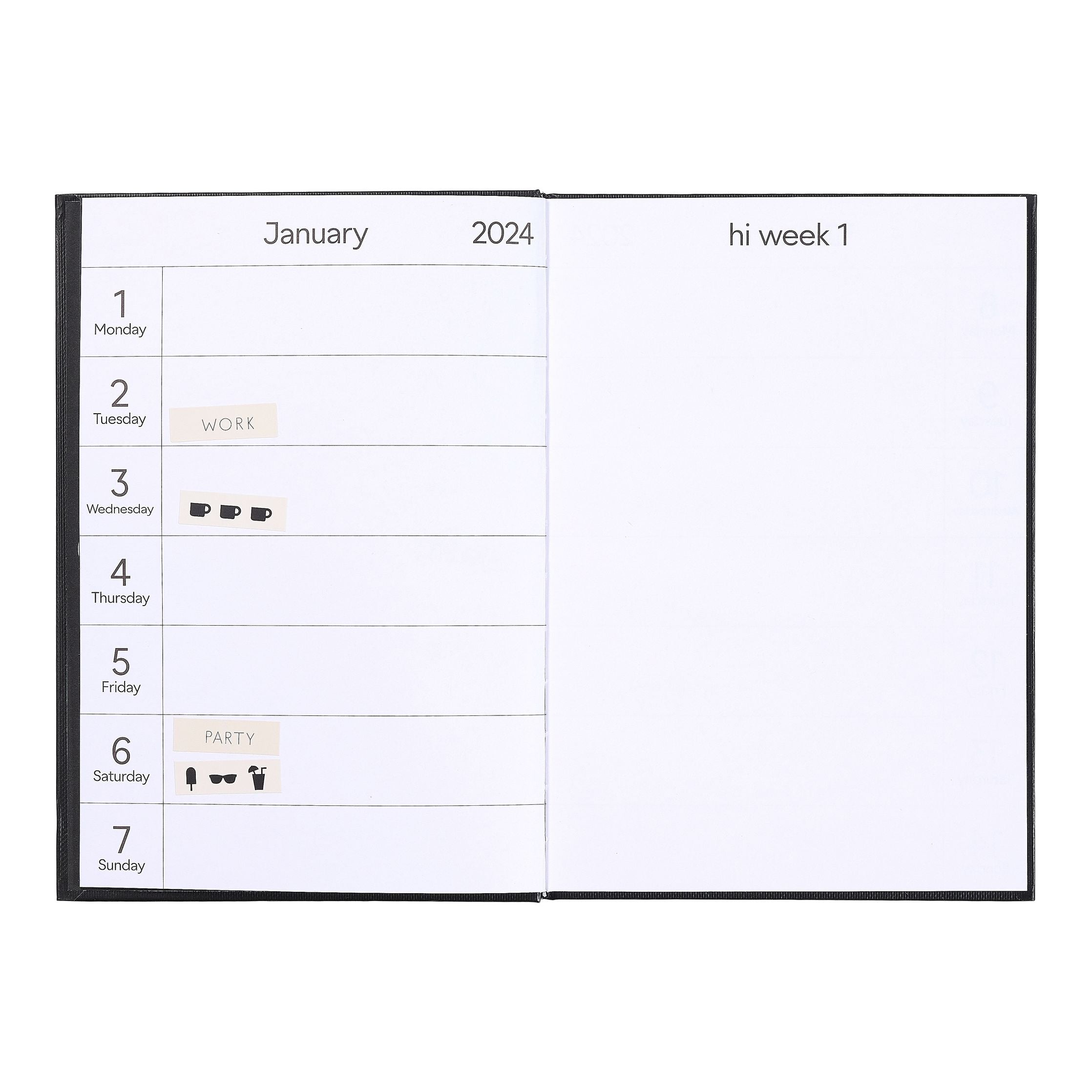 Design Letters Calendar 2024, grigio chiaro/nero