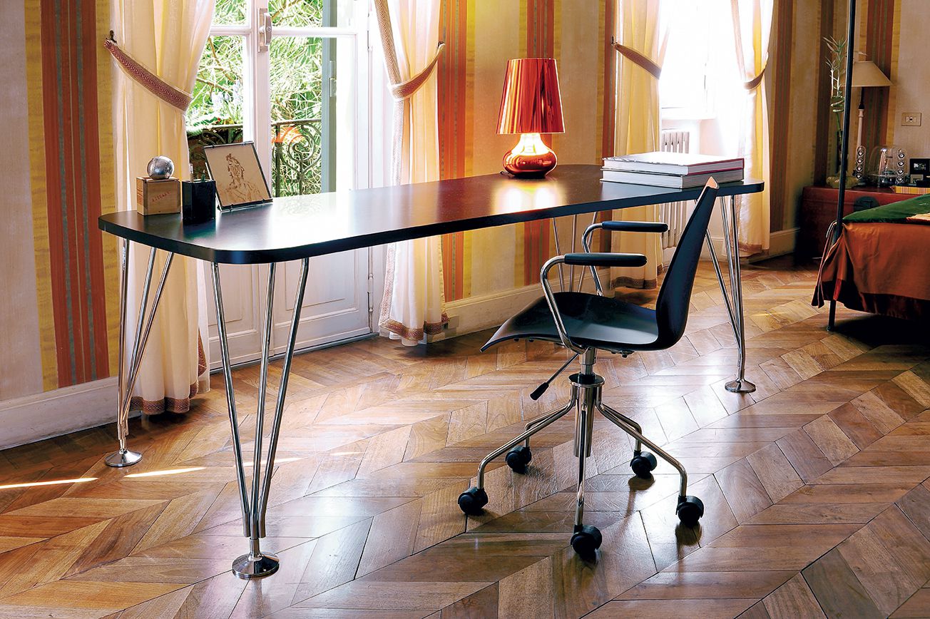 Kartell Max Desk avec roues 160x80 cm, ardoise / chrome