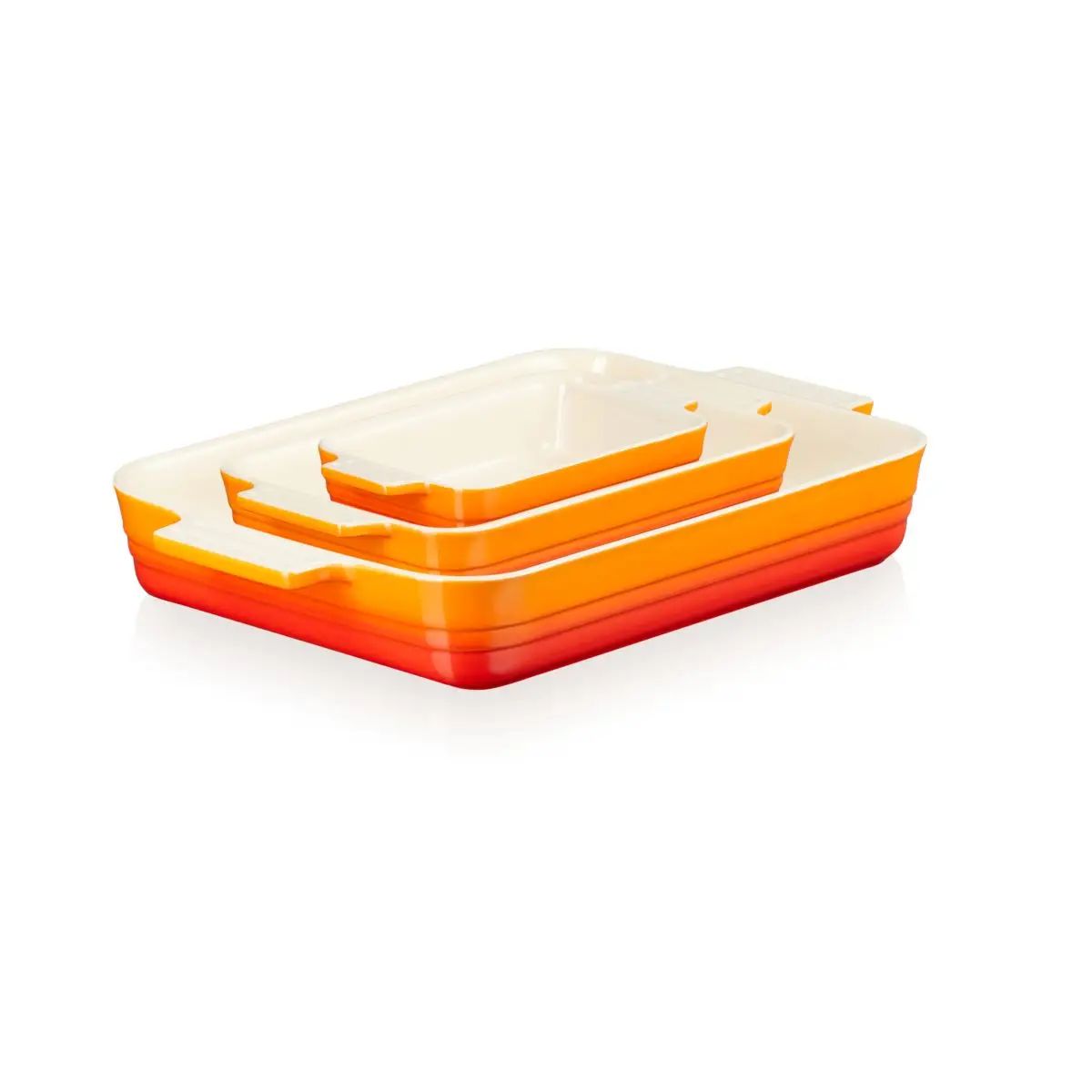 Le Creuset Ensemble de 3 plats rectangulaires classiques, volcanique