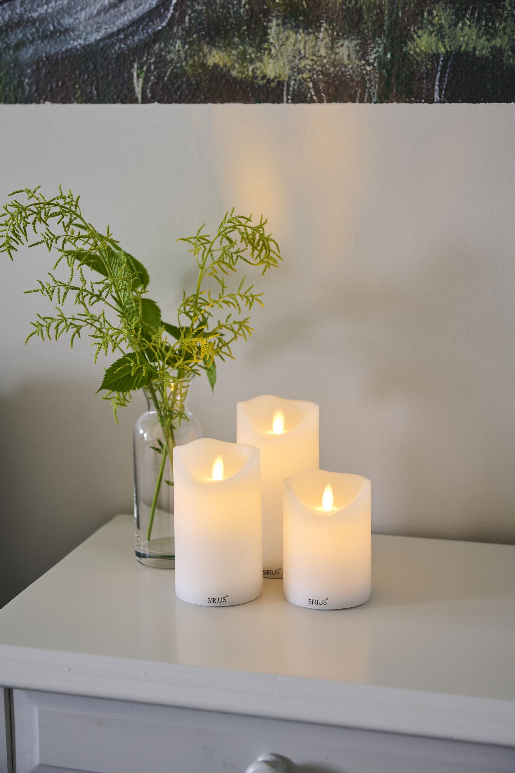 Sirius Sara wiederaufladbare LED -Kerzen -Weiß -Set mit 3 Ø: 7,5 h: 10,5/12,5/15 cm