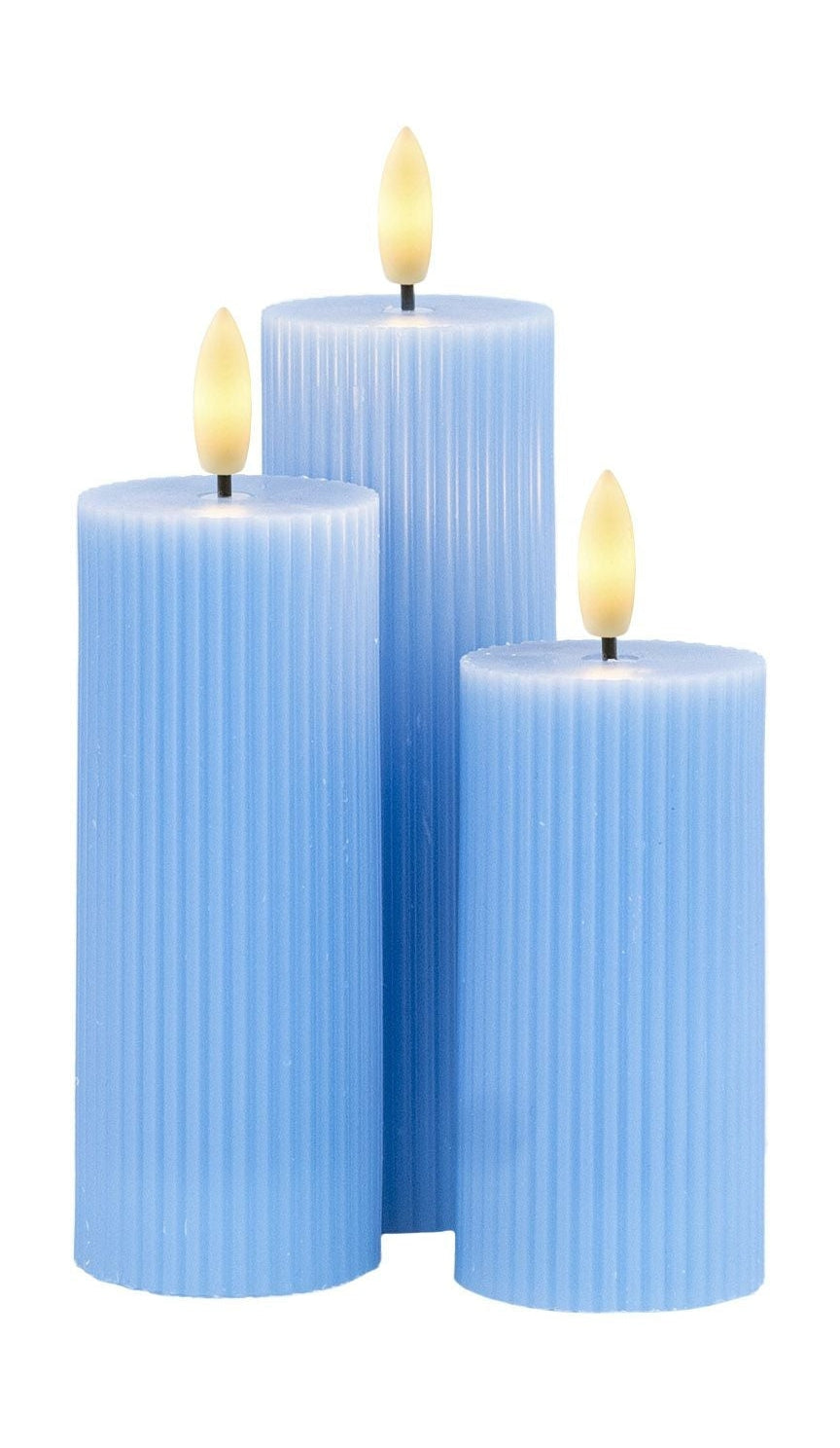 Sirius Smilla oplaadbaar Led Candle 3 pc's. Ø5X H10/12,5/15 cm, blauw