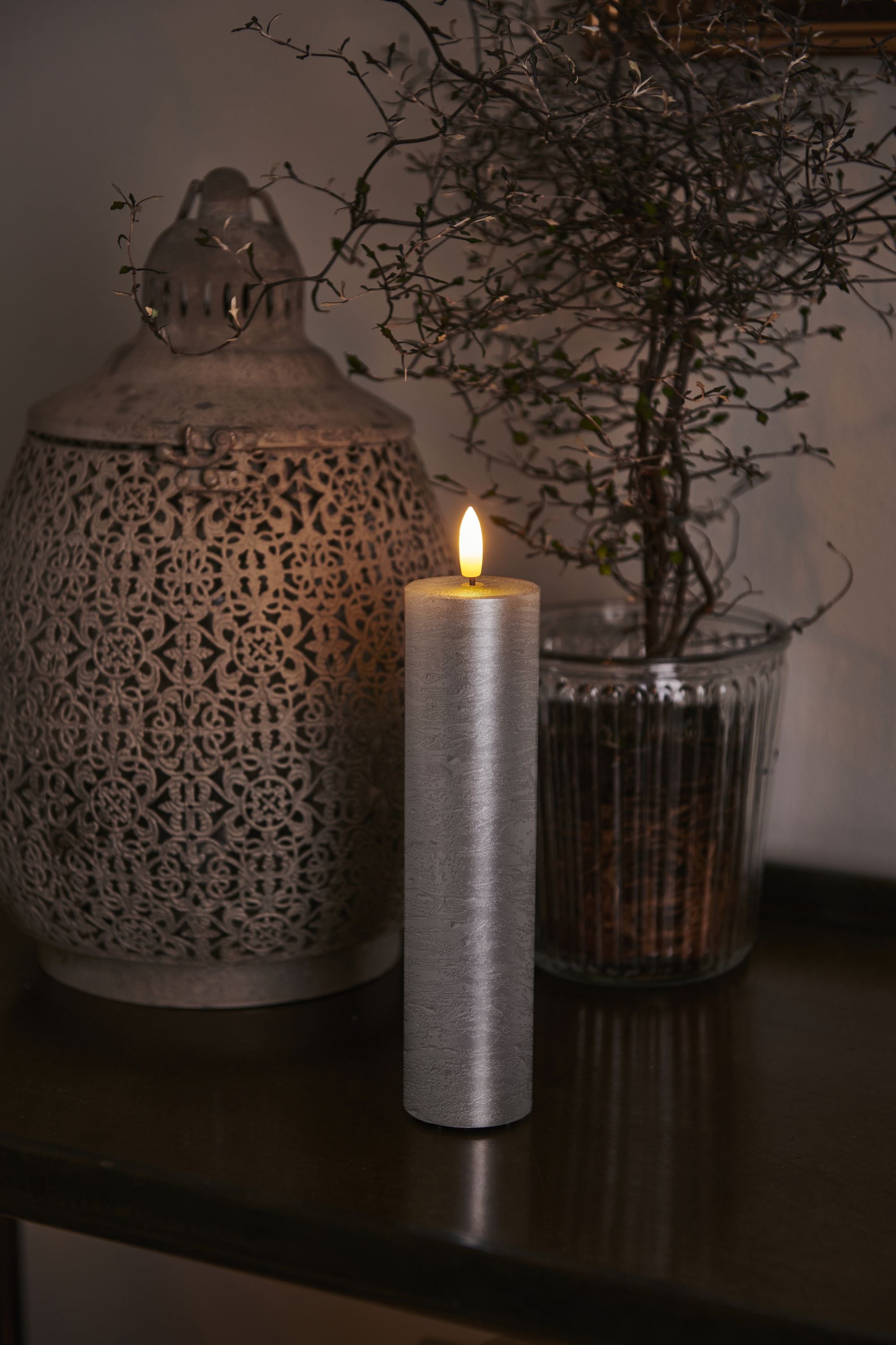 Sirius Sille LED CANDLE Ø5X H20CM, argento