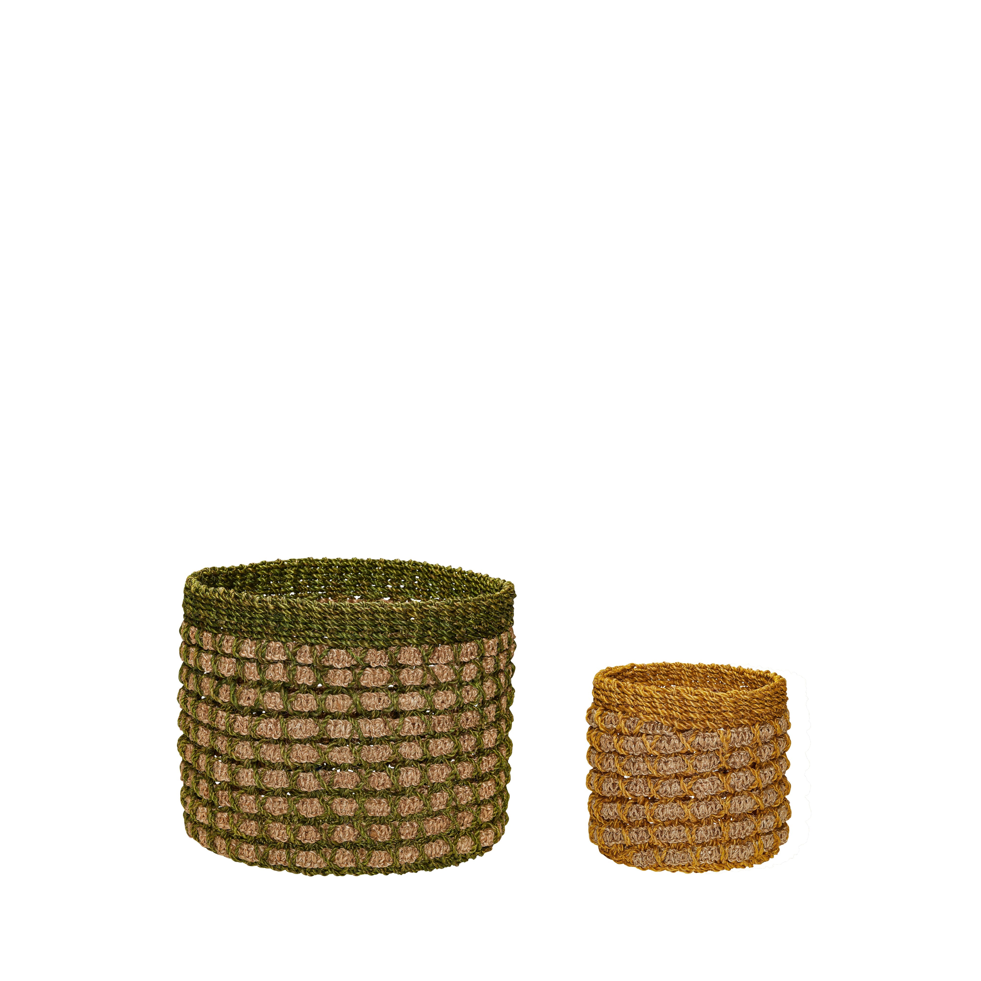Hübsch Pine Baskets Natural/Multicolour (Set Of 2)