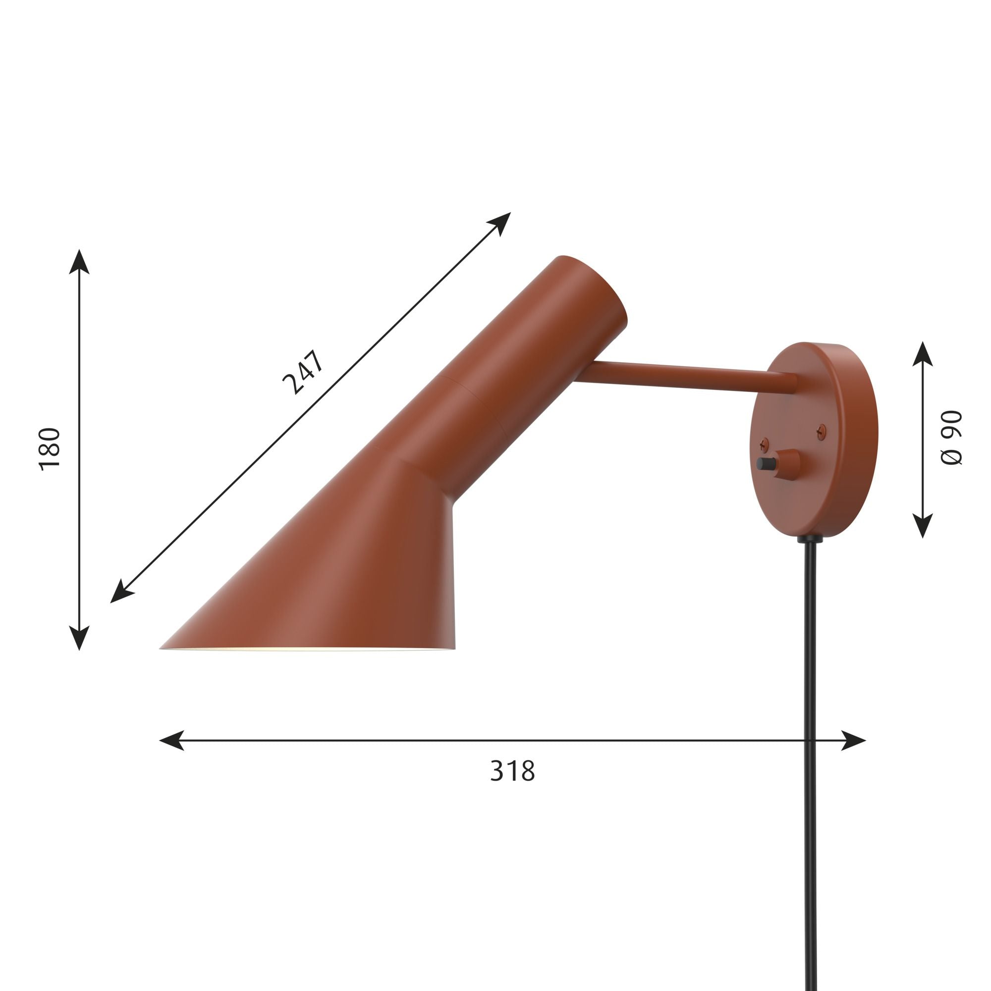 Louis Poulsen AJ Wall Lamp v3, rouge rouillé