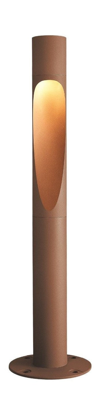 Louis Poulsen Flindt Bollard Class I a mené 3000 K 12 W Post de nuit sombre avec plaque de base, Corten